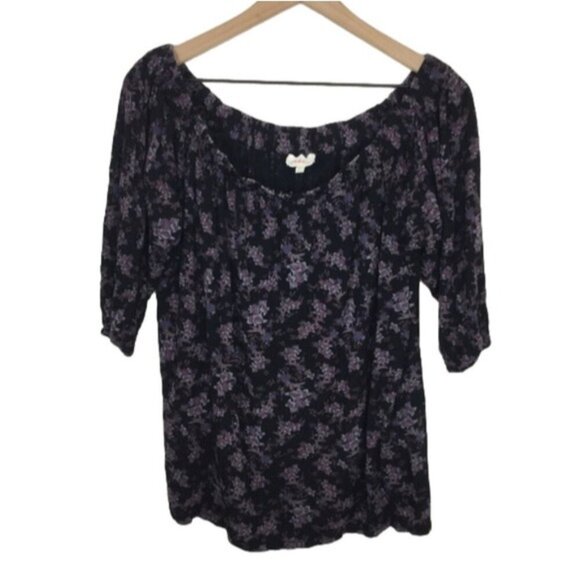 Deletta Anthropologie Floral Cold Shoulder Blouse Size Medium - Picture 7 of 7
